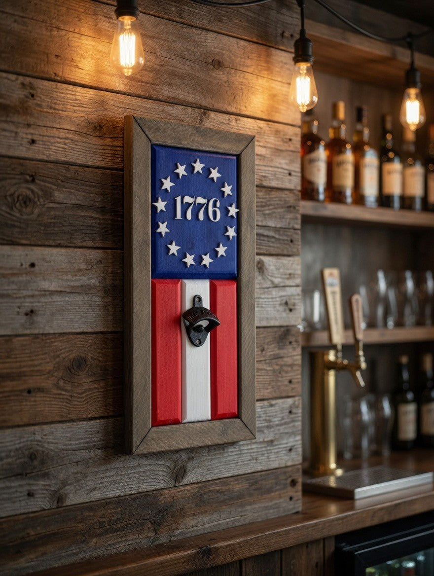 Patriotic Bottle Opener Sign - 21" x 10"