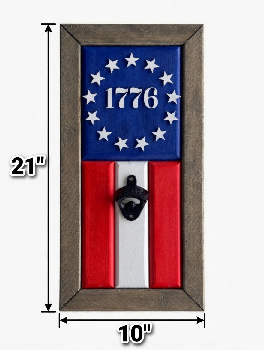 Patriotic Bottle Opener Sign - 21" x 10"
